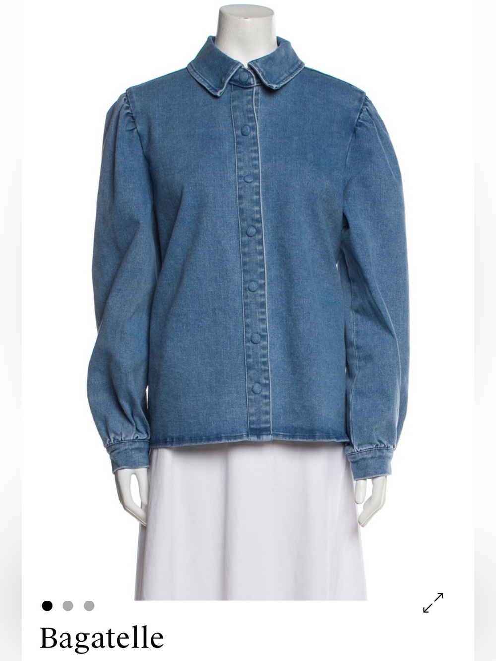 Bagatelle blue denim collared button down top, size M